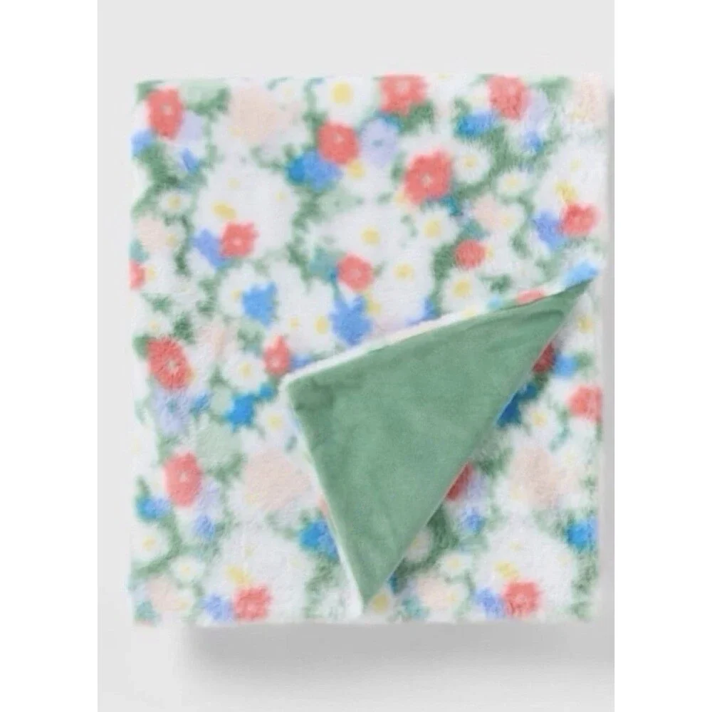 Pillowfort Spring Floral Faux Fur Throw Blanket 50x60 Kids No Label